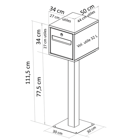 Pied tube boîte aux lettres Pévèle