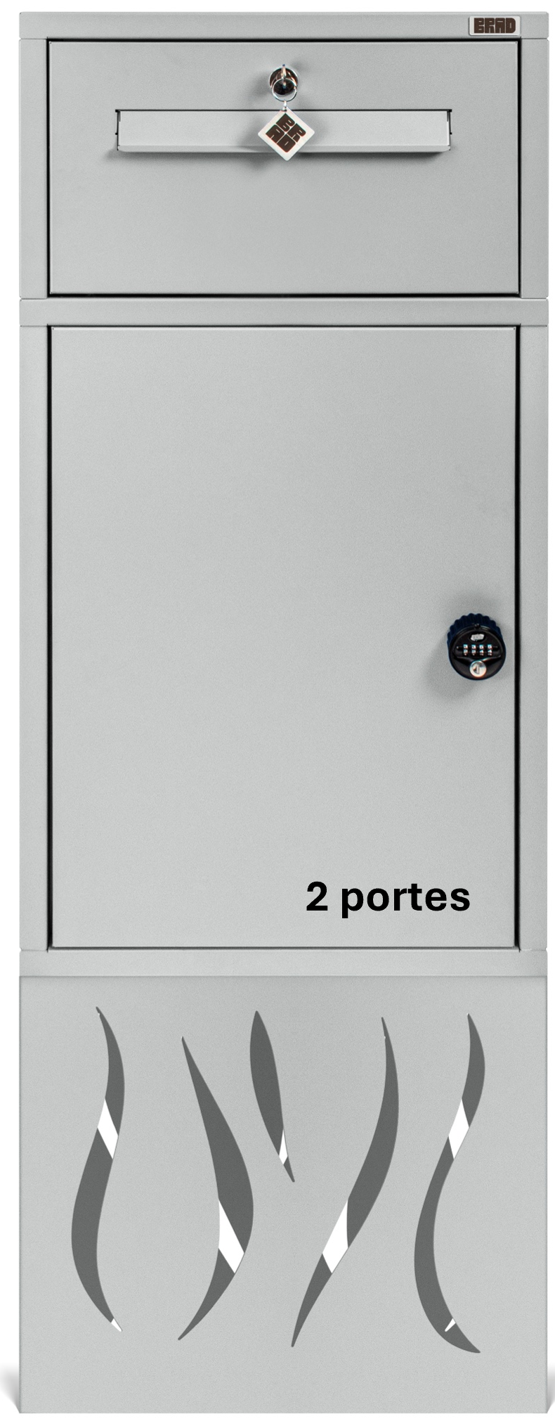 BRAD 21 : Boîte aux lettres et colis sécurisée 2 portes, sur pieds design
