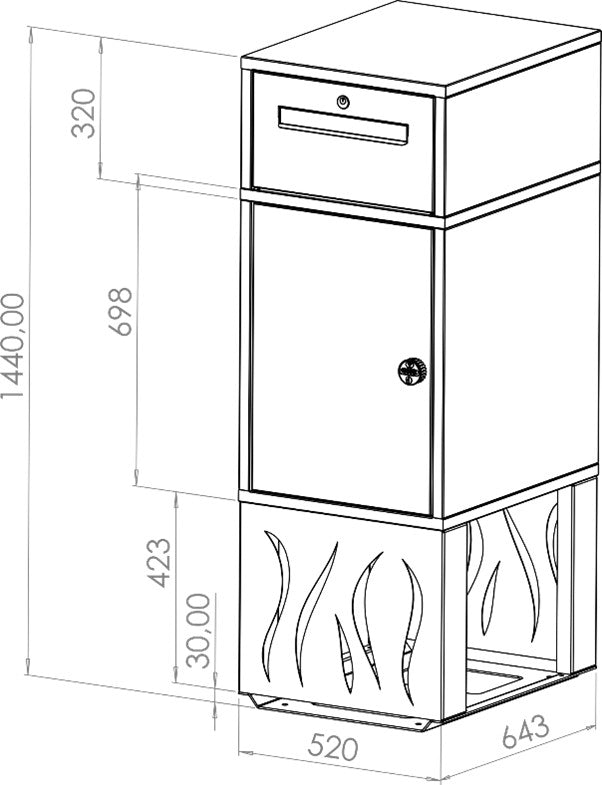 BRAD 21 : Boîte aux lettres et colis sécurisée 2 portes, sur pieds design
