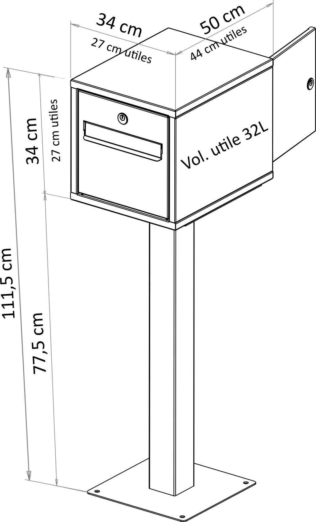BRAD Boîte aux lettres Pévèle CLE POSTE 2Portes