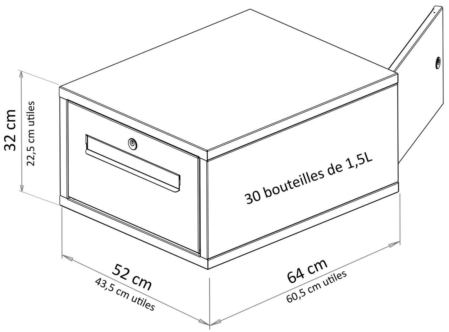 BRAD 1 serrure à clé, 2 portes : La nouvelle Boîte aux lettres XXL et petits colis
