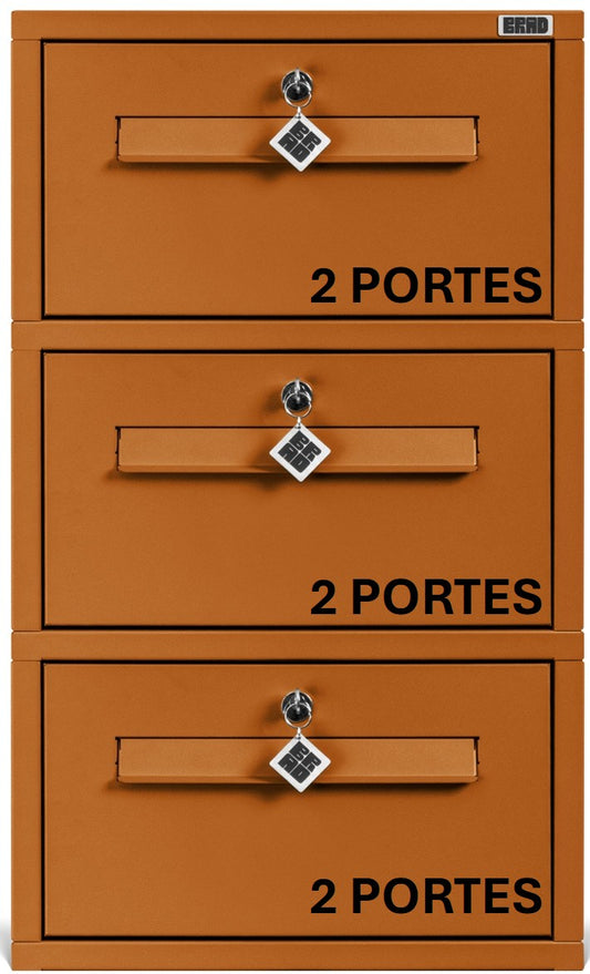 BRAD 10TRIO 2 Portes : Lot de 3 boîtes aux lettres clé Poste, 2 portes
