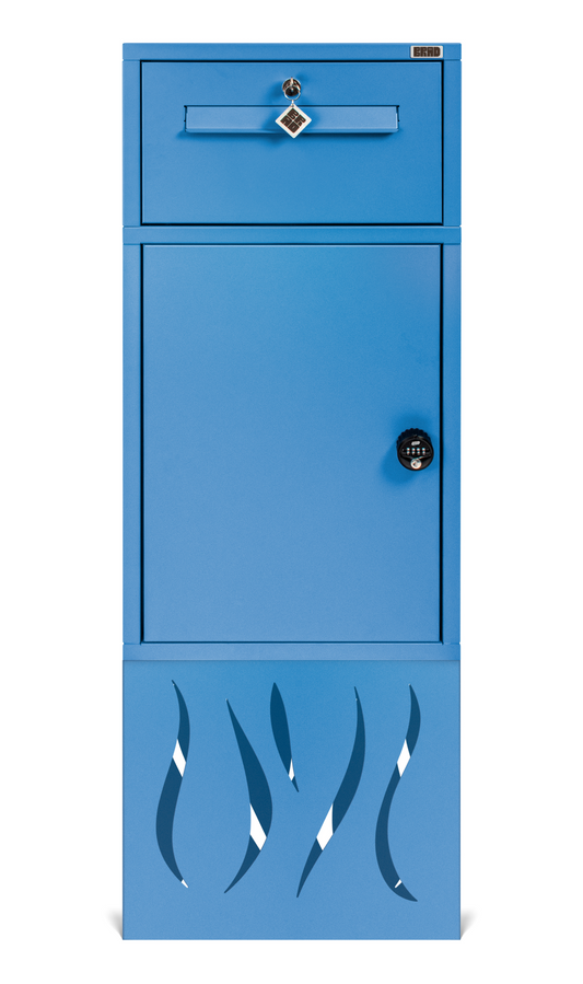 BRAD 21 : Boîte aux lettres clé poste et colis sécurisée conçue pour les courriers et colis volumineux, sur pieds design