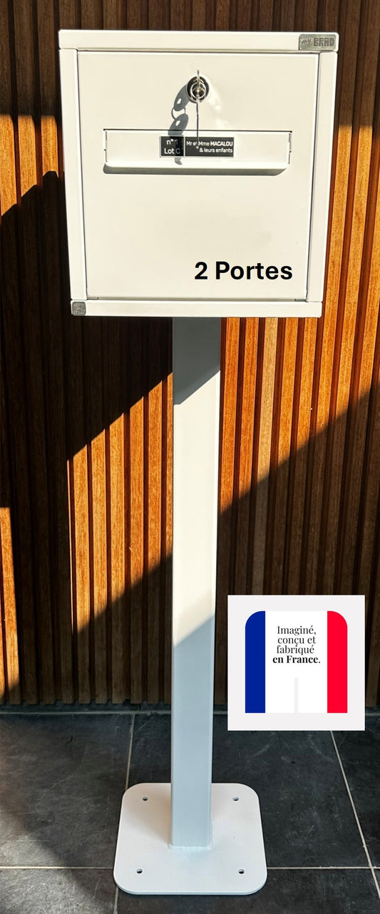 BOÏTE AUX LETTRES PEVELE AVEC PIED TUBE 2 Portes